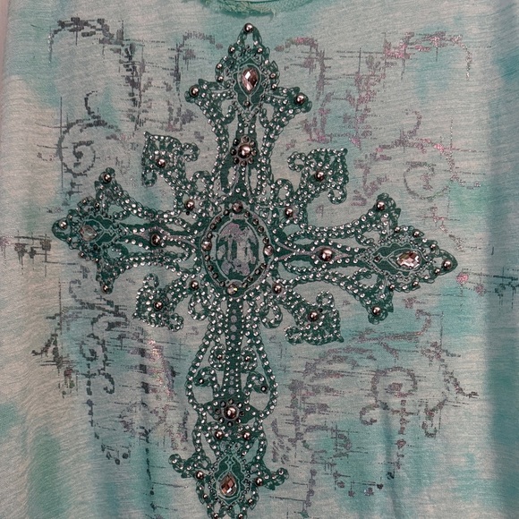 Turquoise Embellished Tank Top - Picture 2 of 7